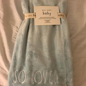 Rae Dunn So Loved blue plush baby blanket